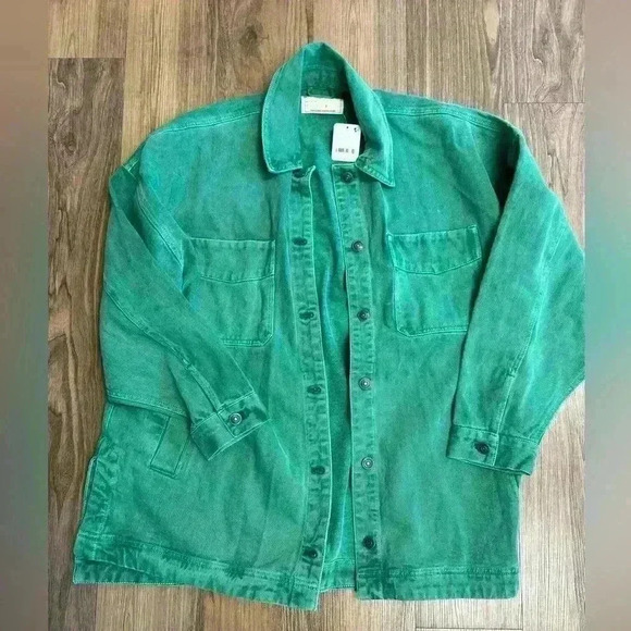 We The Free $128 Madison City Twill Jacket Kelly Green Small Free People - Picture 4 of 5